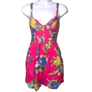 Women’s Hollister 100% Cotton Y2K Pink Floral Spaghetti Strap Mini Dress - XS